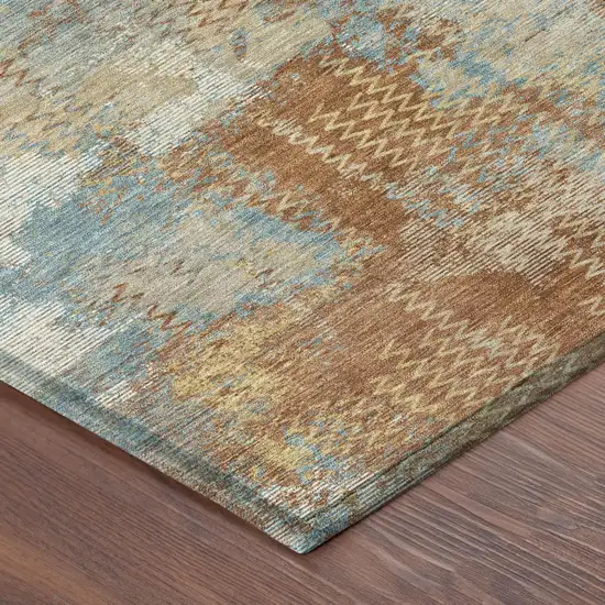 Orange And Rust Abstract Washable Indoor Outdoor Area Rug Photo 3