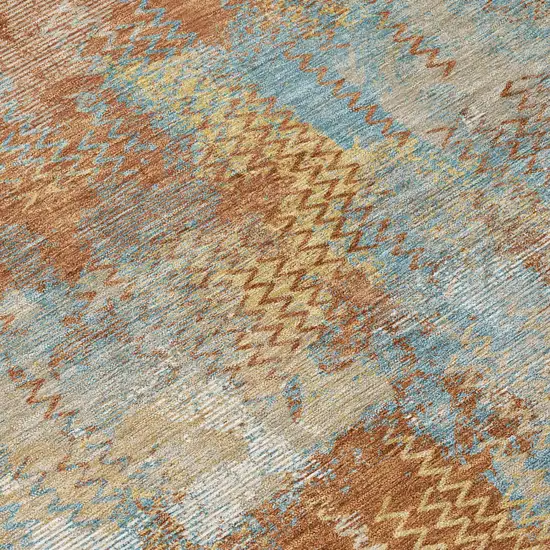 Orange And Rust Abstract Washable Indoor Outdoor Area Rug Photo 4