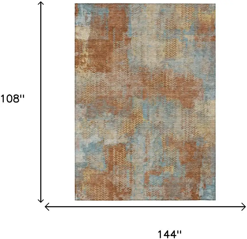 Orange And Rust Abstract Washable Indoor Outdoor Area Rug Photo 5