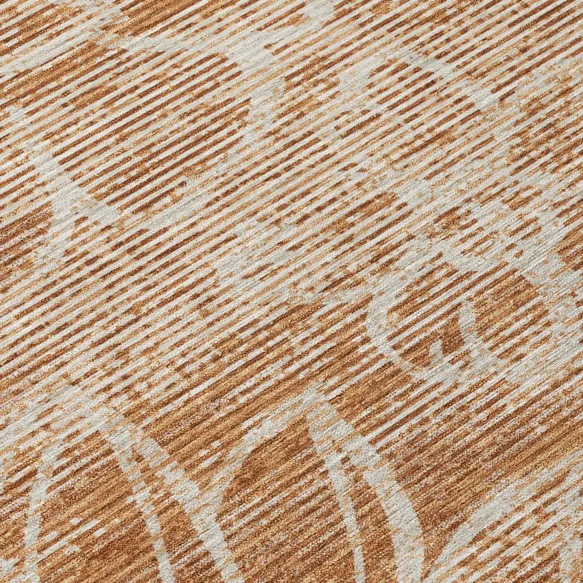 Orange And Rust Floral Washable Indoor Outdoor Area Rug Photo 4