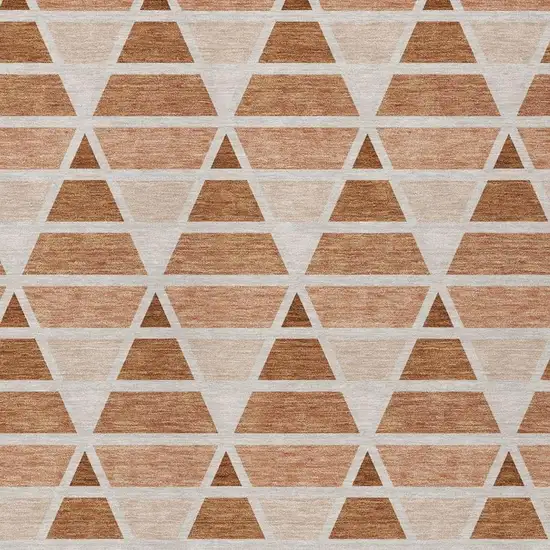Orange And Rust Geometric Washable Indoor Outdoor Area Rug Photo 3