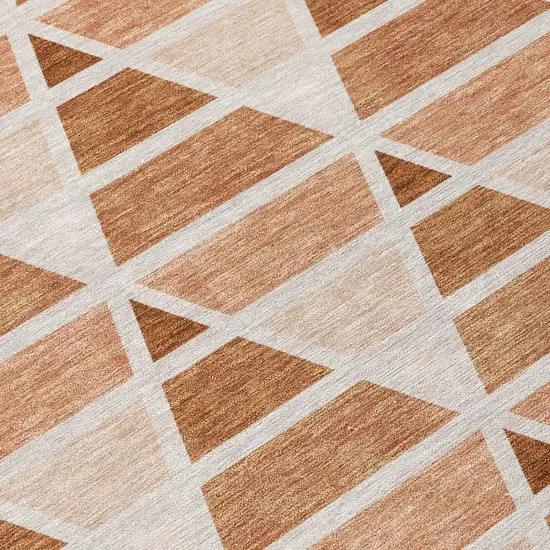 Orange And Rust Geometric Washable Indoor Outdoor Area Rug Photo 6