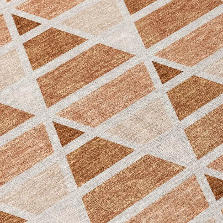 Orange And Rust Geometric Washable Indoor Outdoor Area Rug Photo 6
