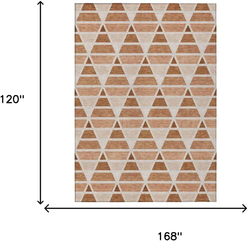 Orange And Rust Geometric Washable Indoor Outdoor Area Rug Photo 7
