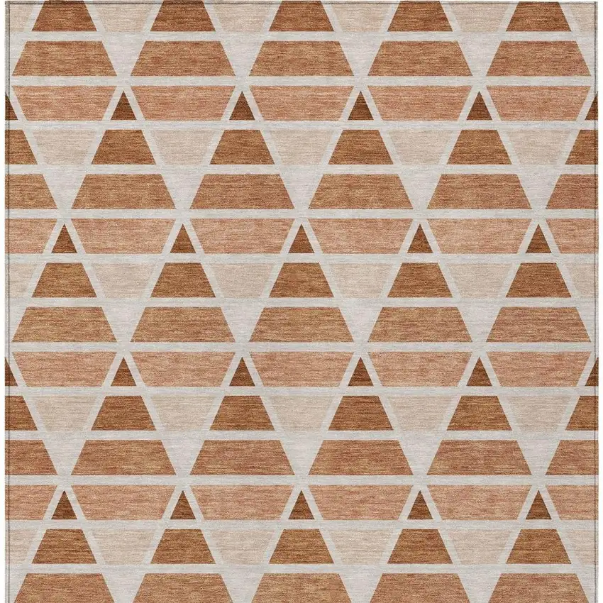 Orange And Rust Geometric Washable Indoor Outdoor Area Rug Photo 4