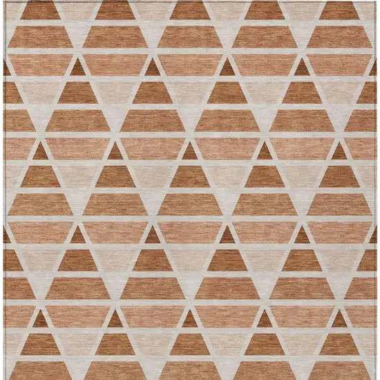 Orange And Rust Geometric Washable Indoor Outdoor Area Rug Photo 4