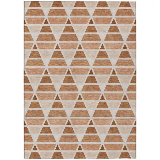 Orange And Rust Geometric Washable Indoor Outdoor Area Rug Photo 2