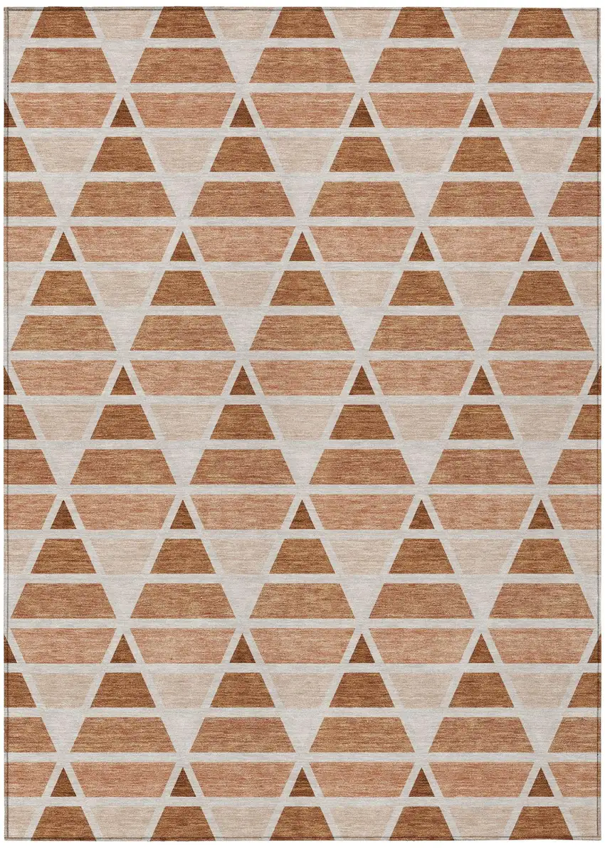 Orange And Rust Geometric Washable Indoor Outdoor Area Rug Photo 2