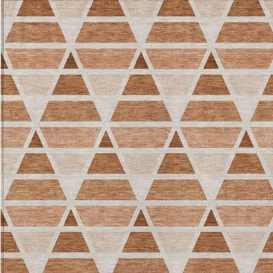 Orange And Rust Geometric Washable Indoor Outdoor Area Rug Photo 3