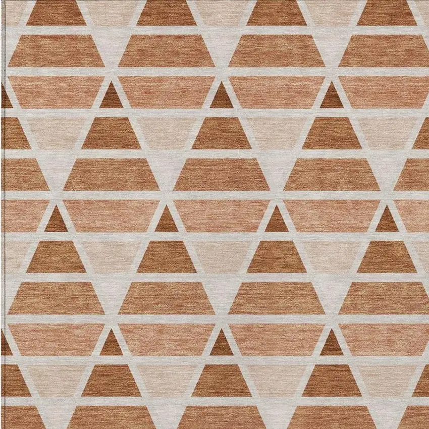 Orange And Rust Geometric Washable Indoor Outdoor Area Rug Photo 3