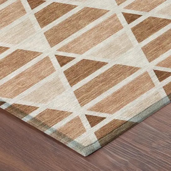 Orange And Rust Geometric Washable Indoor Outdoor Area Rug Photo 5