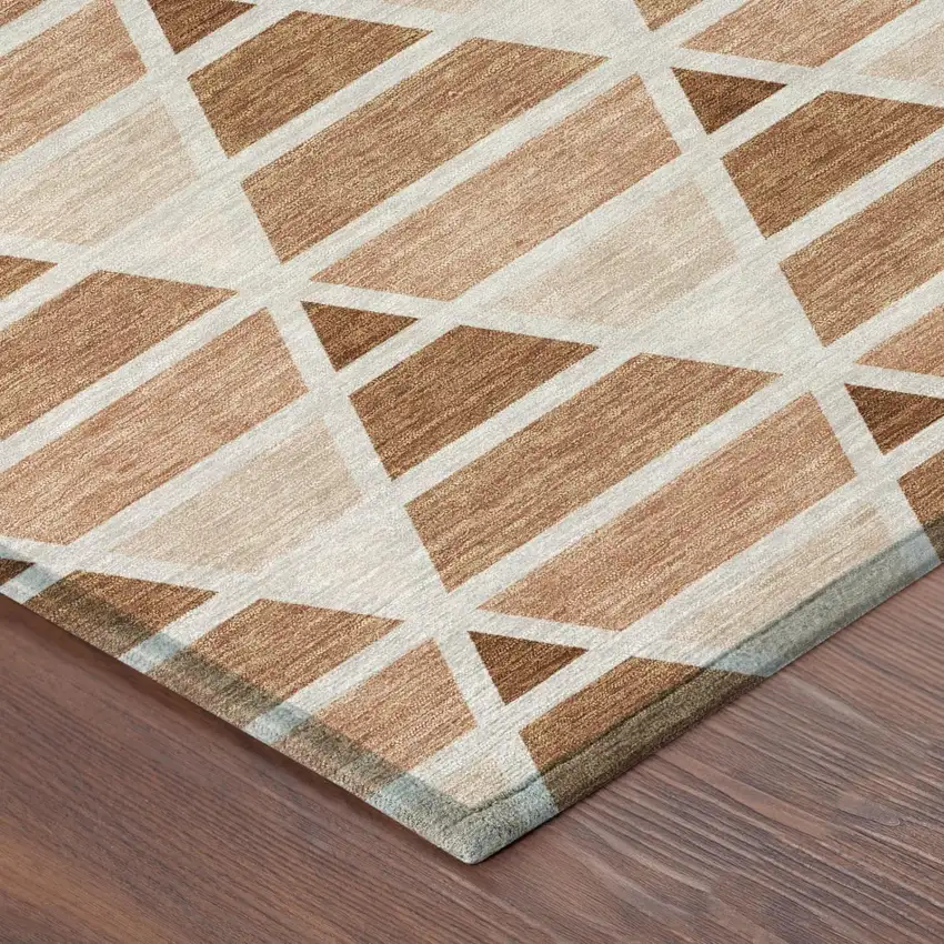 Orange And Rust Geometric Washable Indoor Outdoor Area Rug Photo 5