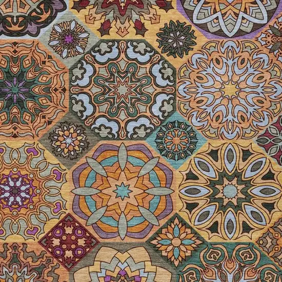Orange And Rust Patchwork Washable Indoor Outdoor Area Rug Photo 3