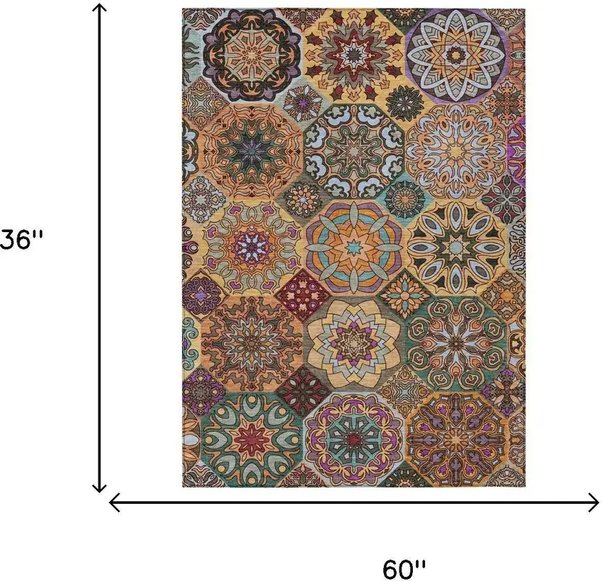 Orange And Rust Patchwork Washable Indoor Outdoor Area Rug Photo 7