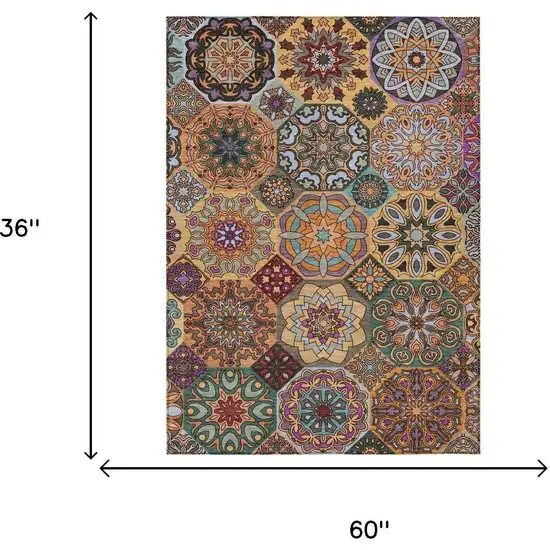 Orange And Rust Patchwork Washable Indoor Outdoor Area Rug Photo 7