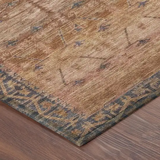 Orange And Rust Tribal Washable Indoor Outdoor Area Rug Photo 5