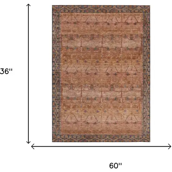 Orange And Rust Tribal Washable Indoor Outdoor Area Rug Photo 7