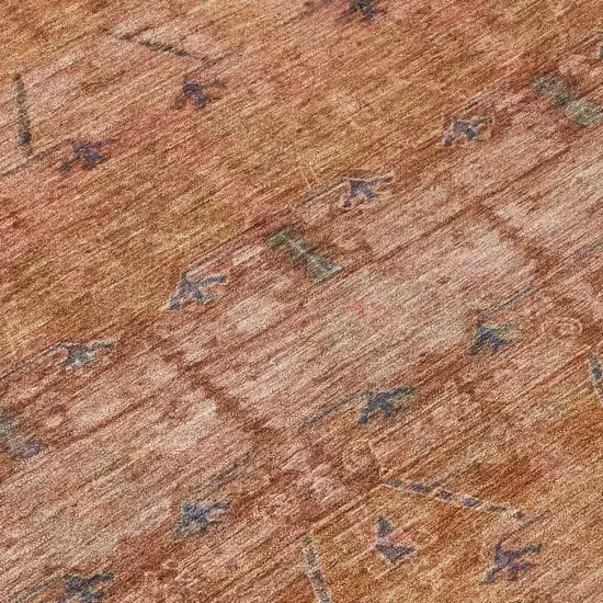 Orange And Rust Tribal Washable Indoor Outdoor Area Rug Photo 6