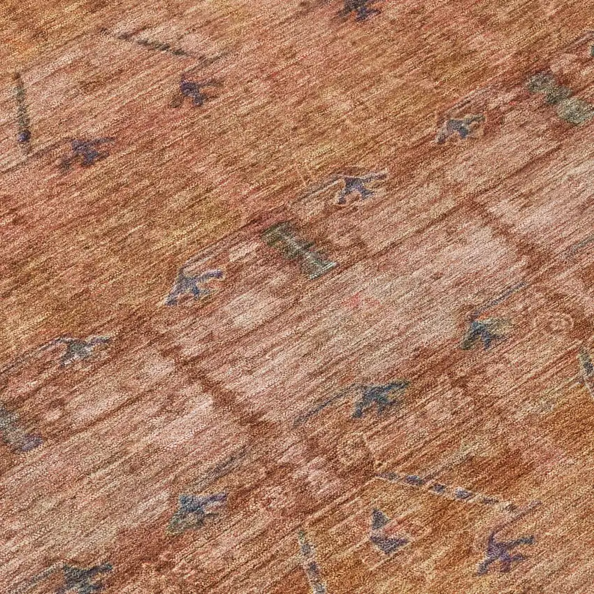Orange And Rust Tribal Washable Indoor Outdoor Area Rug Photo 6