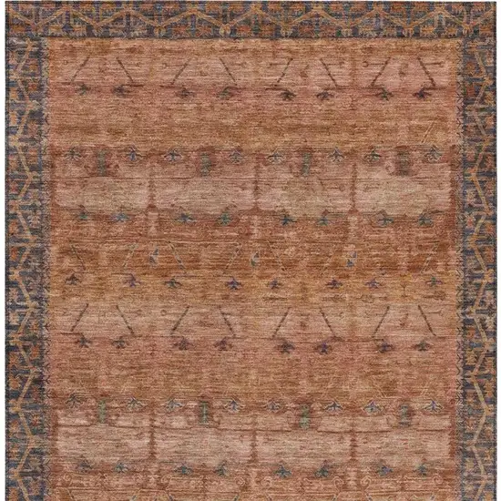 Orange And Rust Tribal Washable Indoor Outdoor Area Rug Photo 3