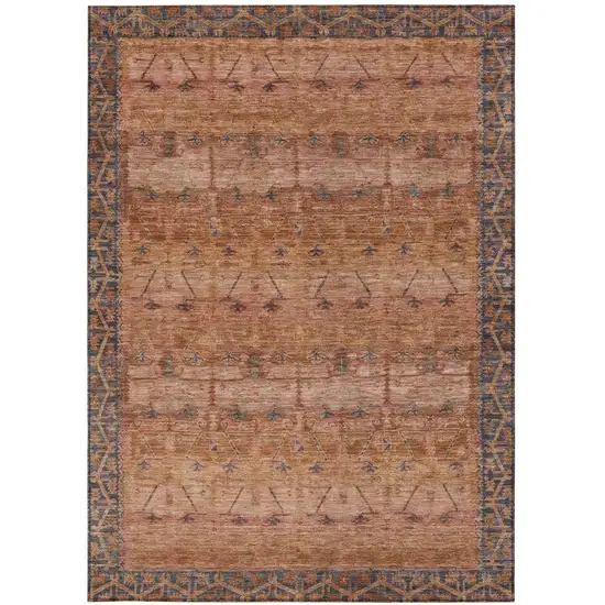 Orange And Rust Tribal Washable Indoor Outdoor Area Rug Photo 4