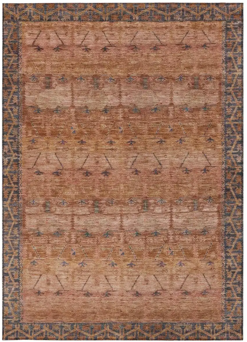 Orange And Rust Tribal Washable Indoor Outdoor Area Rug Photo 4