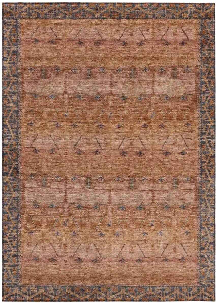 Orange And Rust Tribal Washable Indoor Outdoor Area Rug Photo 2