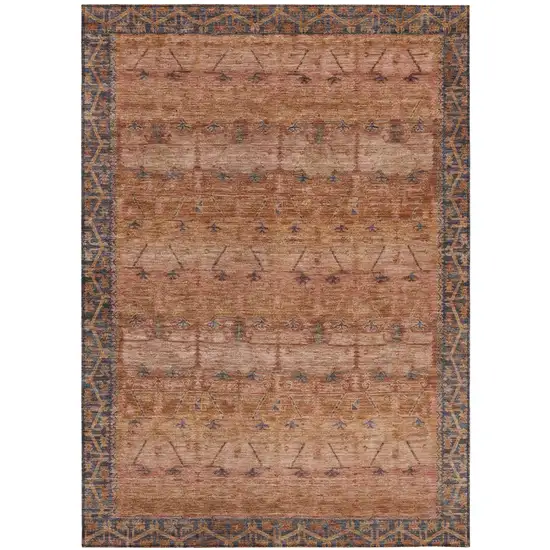 Orange And Rust Tribal Washable Indoor Outdoor Area Rug Photo 2