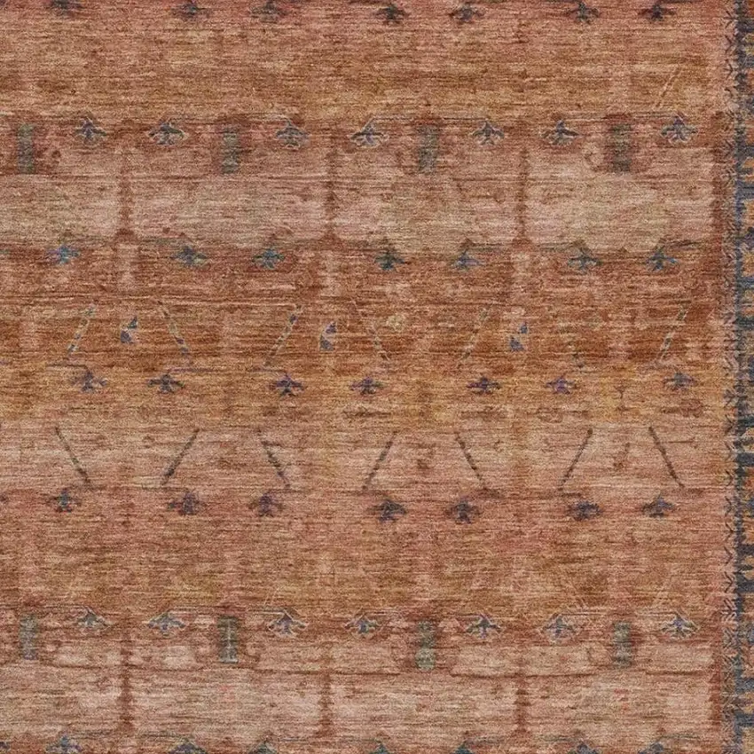 Orange And Rust Tribal Washable Indoor Outdoor Area Rug Photo 3