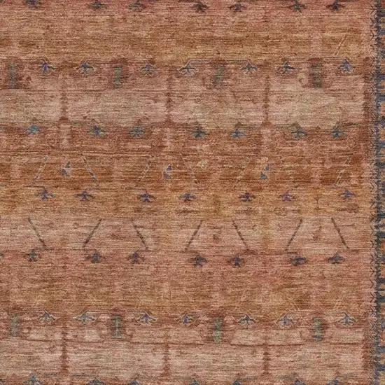 Orange And Rust Tribal Washable Indoor Outdoor Area Rug Photo 3