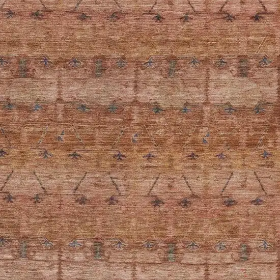 Orange And Rust Tribal Washable Indoor Outdoor Area Rug Photo 3