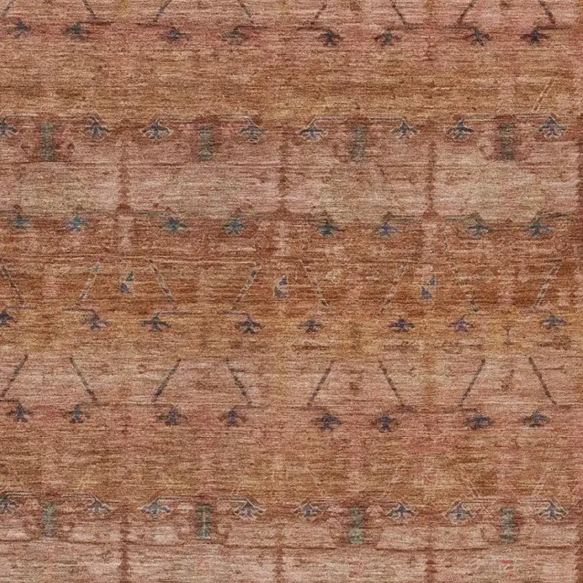 Orange And Rust Tribal Washable Indoor Outdoor Area Rug Photo 3