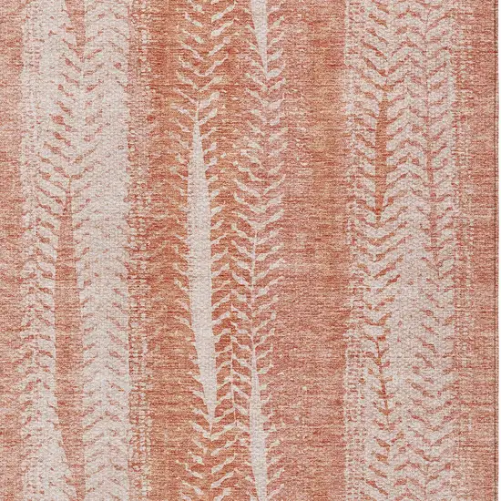 Orange And Salmon Botanical Leaves Washable Indoor Outdoor Area Rug Photo 6