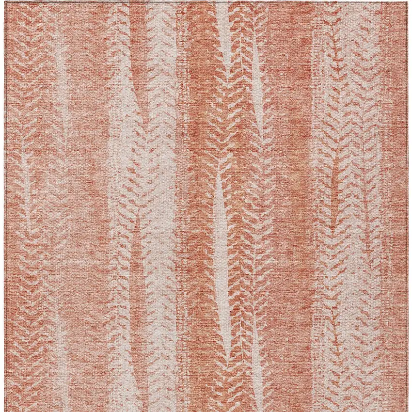 Orange And Salmon Botanical Leaves Washable Indoor Outdoor Area Rug Photo 6