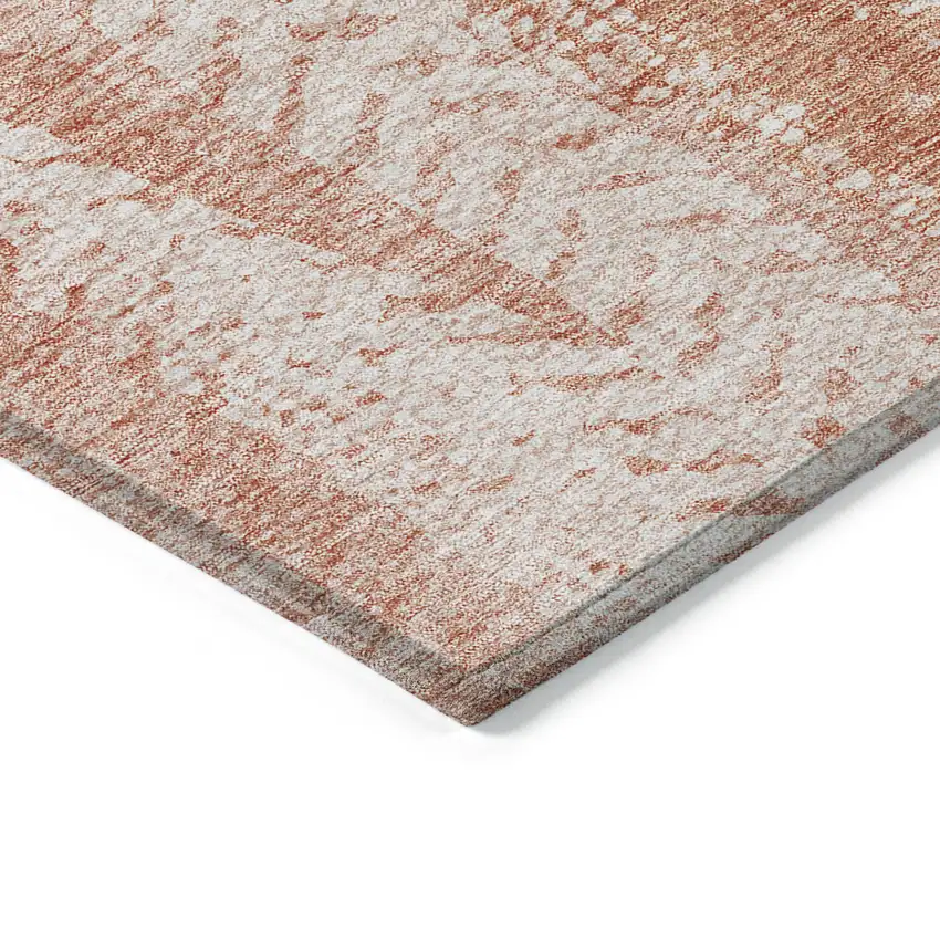 Orange And Salmon Botanical Leaves Washable Indoor Outdoor Area Rug Photo 4