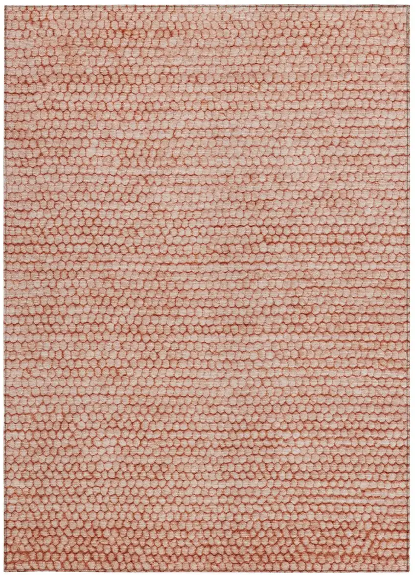 Orange And Salmon Striped Washable Indoor Outdoor Area Rug Photo 4