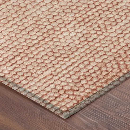 Orange And Salmon Striped Washable Indoor Outdoor Area Rug Photo 5