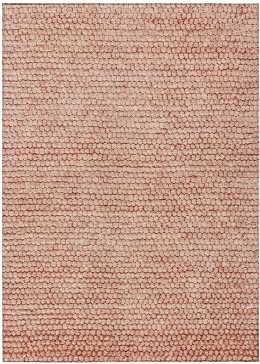 Orange And Salmon Striped Washable Indoor Outdoor Area Rug Photo 2