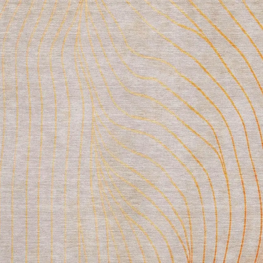 Orange And Silver Abstract Washable Area Rug With UV Protection Photo 3