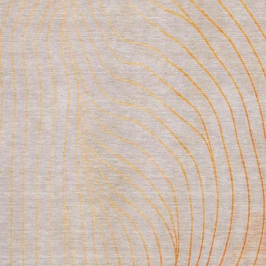 Orange And Silver Abstract Washable Area Rug With UV Protection Photo 3