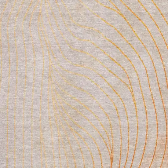 Orange And Silver Abstract Washable Area Rug With UV Protection Photo 3