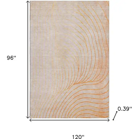 Orange And Silver Abstract Washable Area Rug With UV Protection Photo 8