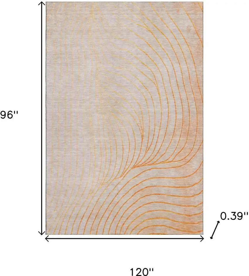 Orange And Silver Abstract Washable Area Rug With UV Protection Photo 8