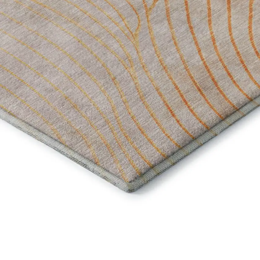 Orange And Silver Abstract Washable Area Rug With UV Protection Photo 6