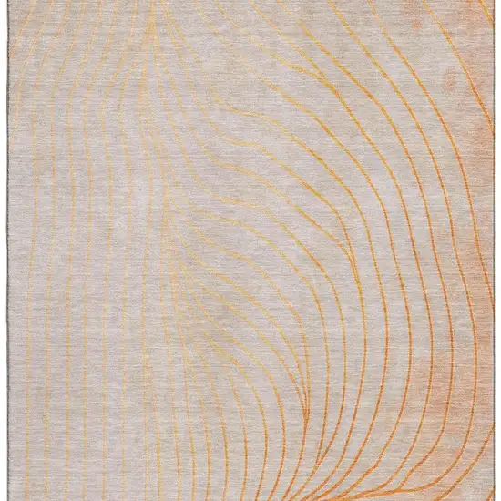 Orange And Silver Abstract Washable Area Rug With UV Protection Photo 3