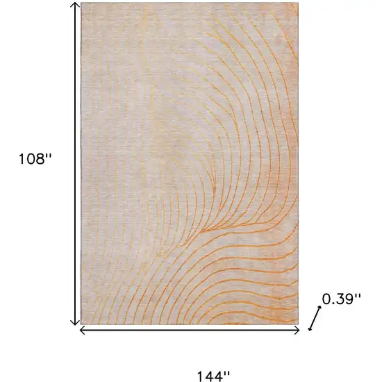 Orange And Silver Abstract Washable Area Rug With UV Protection Photo 9