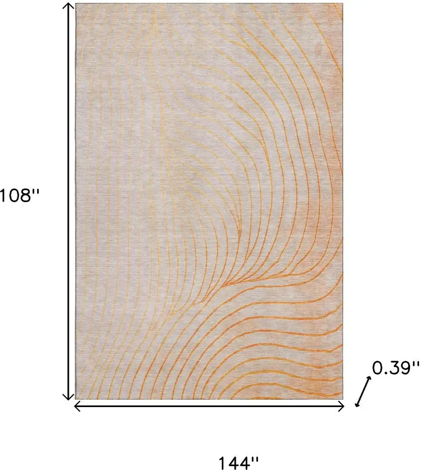 Orange And Silver Abstract Washable Area Rug With UV Protection Photo 9