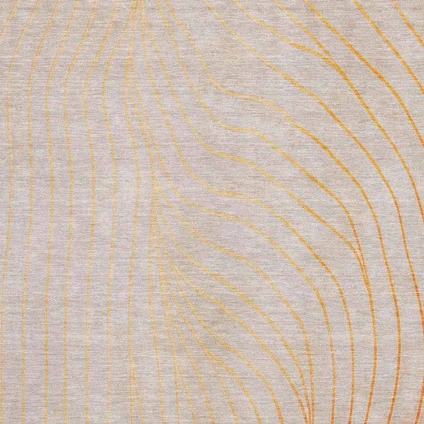 Orange And Silver Abstract Washable Area Rug With UV Protection Photo 3