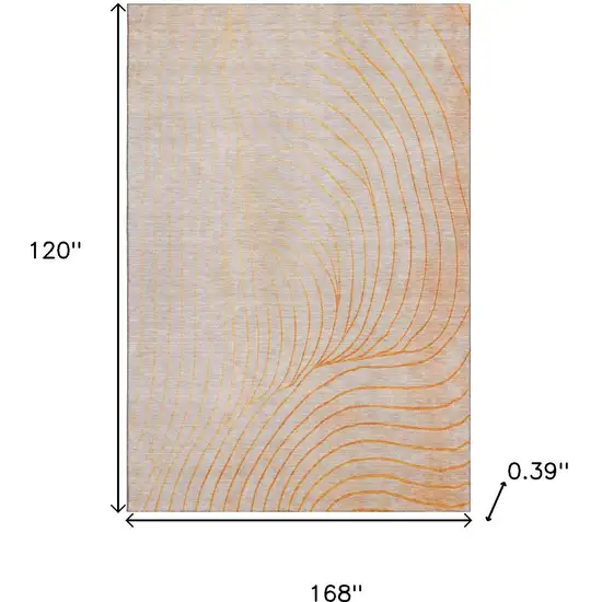 Orange And Silver Abstract Washable Area Rug With UV Protection Photo 9
