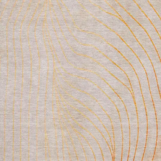 Orange And Silver Abstract Washable Area Rug With UV Protection Photo 3